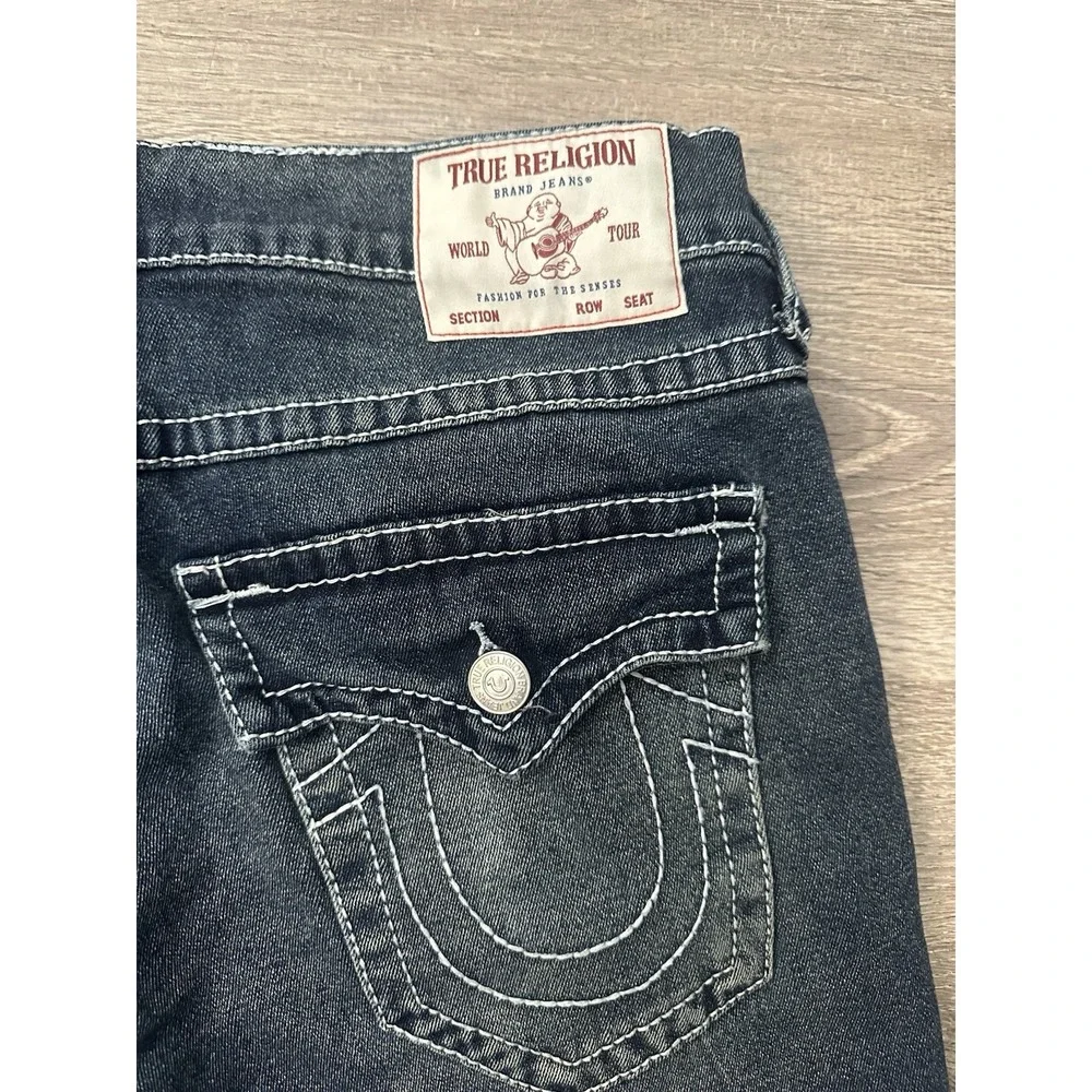 True Religion Ricky Flap Mens 34x28 Jeans Thick Stitches Jeans Relaxed Straight